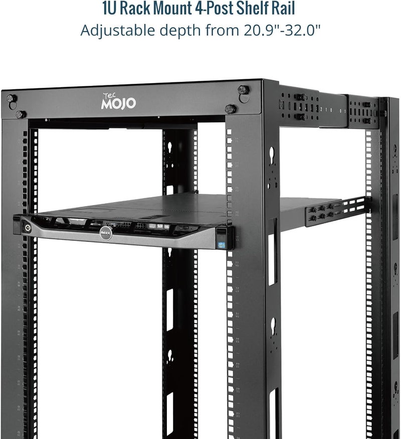 Tecmojo 2 Pack 1U Universal Rack Mount Rails,4-Post Server Rack Shelf Rail with 20.9"-32" Adjustable Depth Fit for Non-Rack Mountable Server/Networking/AV/IT Equipment - Image 4